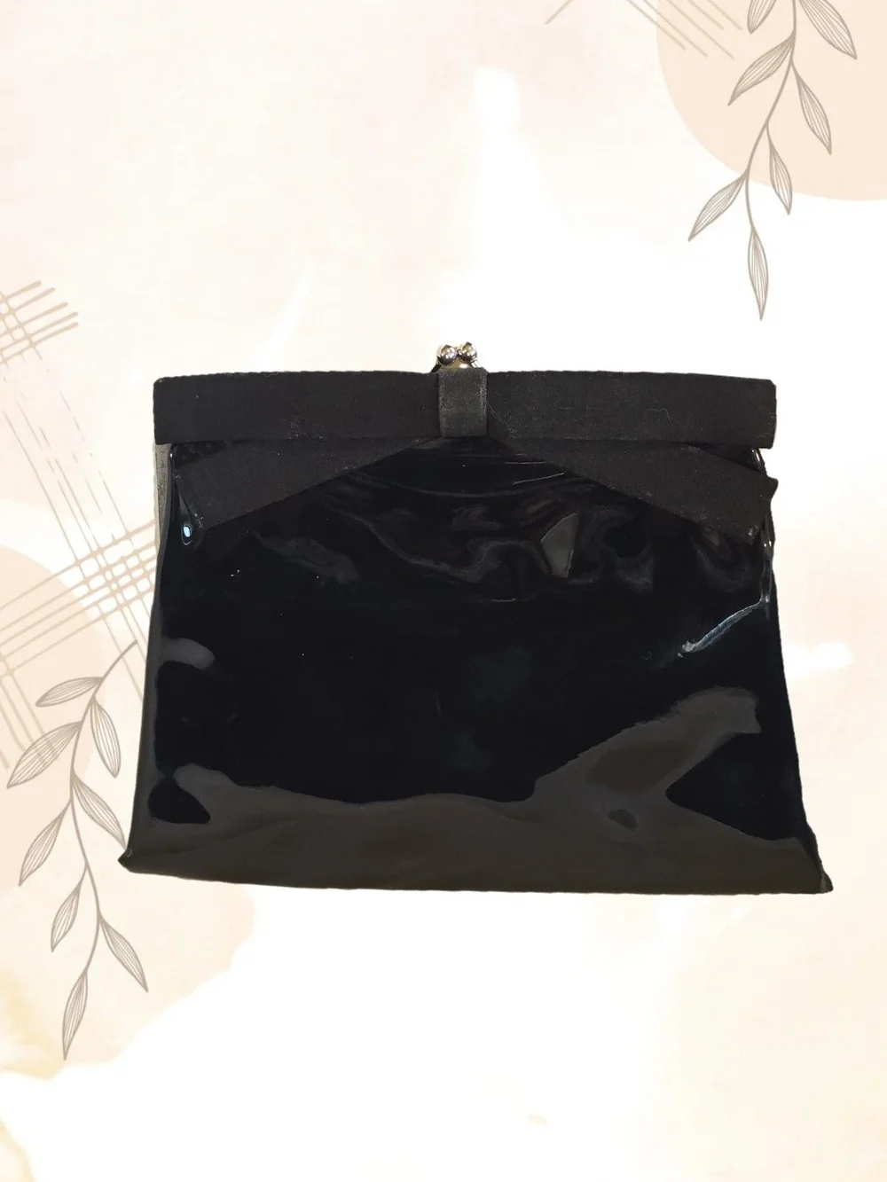 Black Patent Evening Clutch - Women's Bag